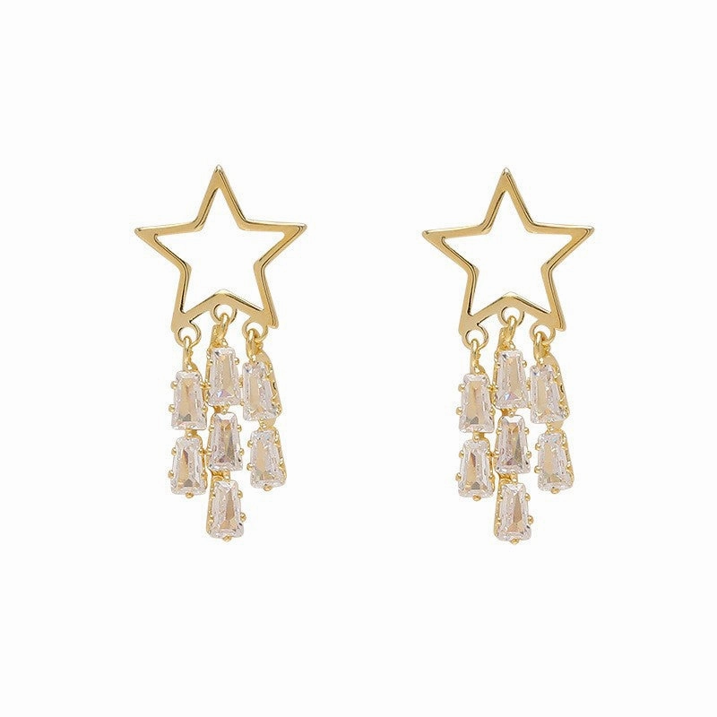 Wholesale Star Tassel Copper Earrings