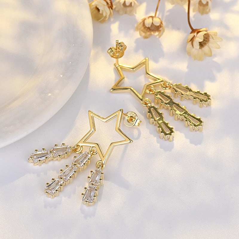 Wholesale Star Tassel Copper Earrings