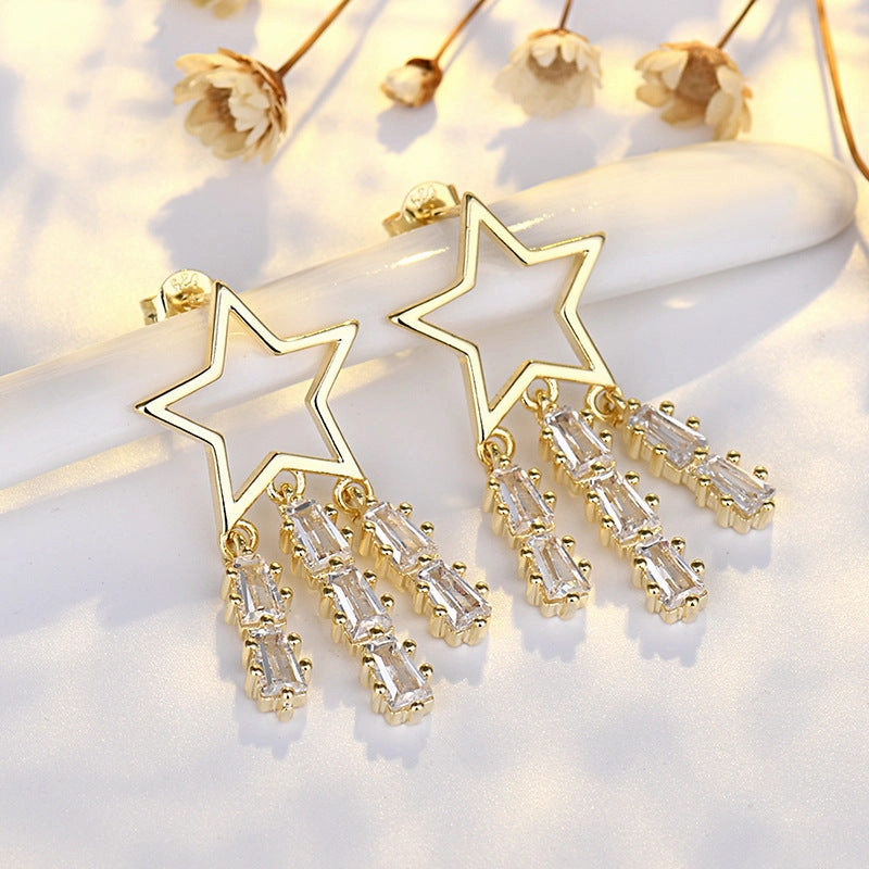 Wholesale Star Tassel Copper Earrings
