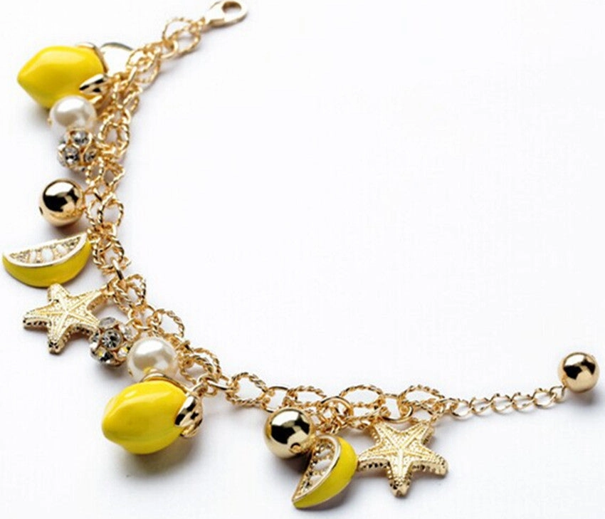 Wholesale Starfish Lemon Yellow Fruit Alloy Bracelet