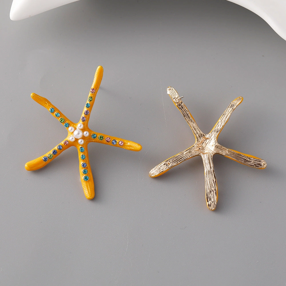 Wholesale Starfish Pearl Alloy Earrings