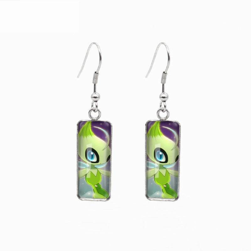 Wholesale Starry Sky Time Gemstone Rectangular Glass Earrings
