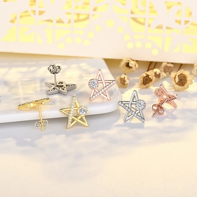 Wholesale Stars Cute Copper Earrings