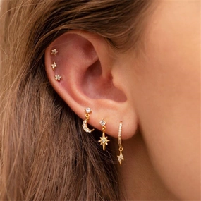 Wholesale Stars Sun Lightning Zircon Earrings