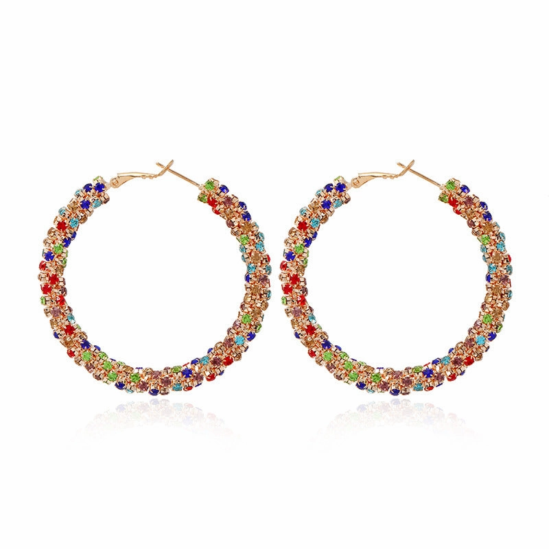 Wholesale Statemente Diamond Alloy Hoop Earrings