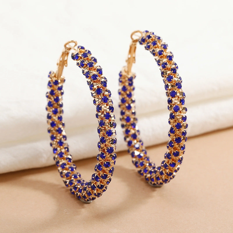 Wholesale Statemente Diamond Alloy Hoop Earrings
