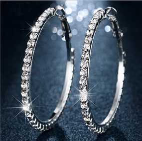 Wholesale Statemente Full Diamond Circle Alloy Earrings