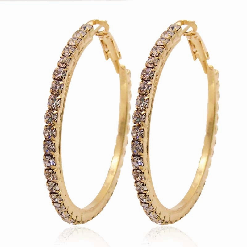 Wholesale Statemente Full Diamond Circle Alloy Earrings