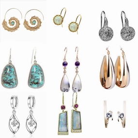 Wholesale Statemente Green Turquoise Metal Earrings