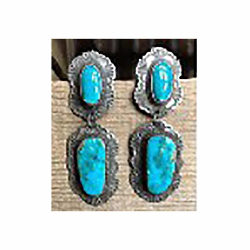 Wholesale Statemente Green Turquoise Metal Earrings