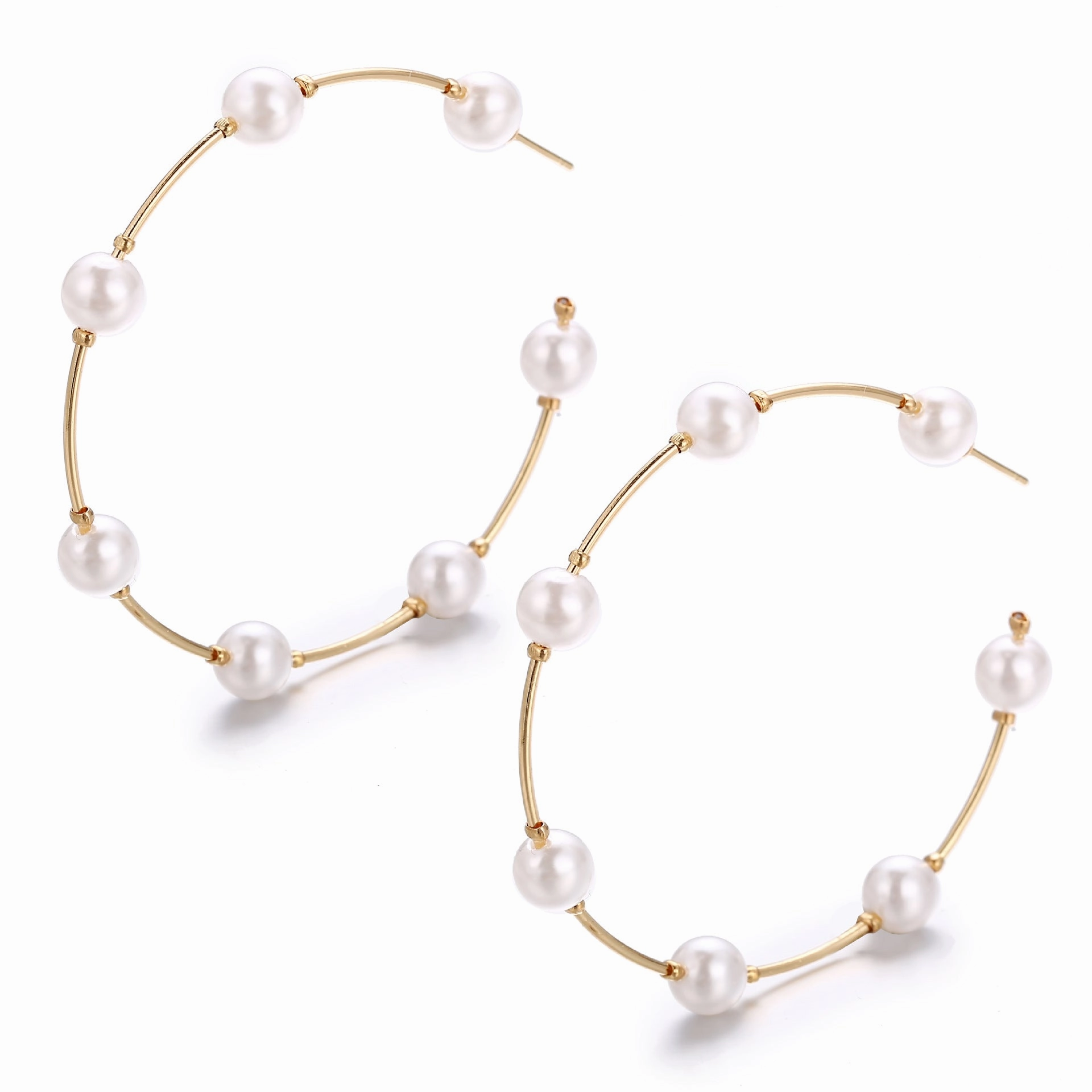 Wholesale Statemente Imitation Pearl Alloy Hoop Earrings