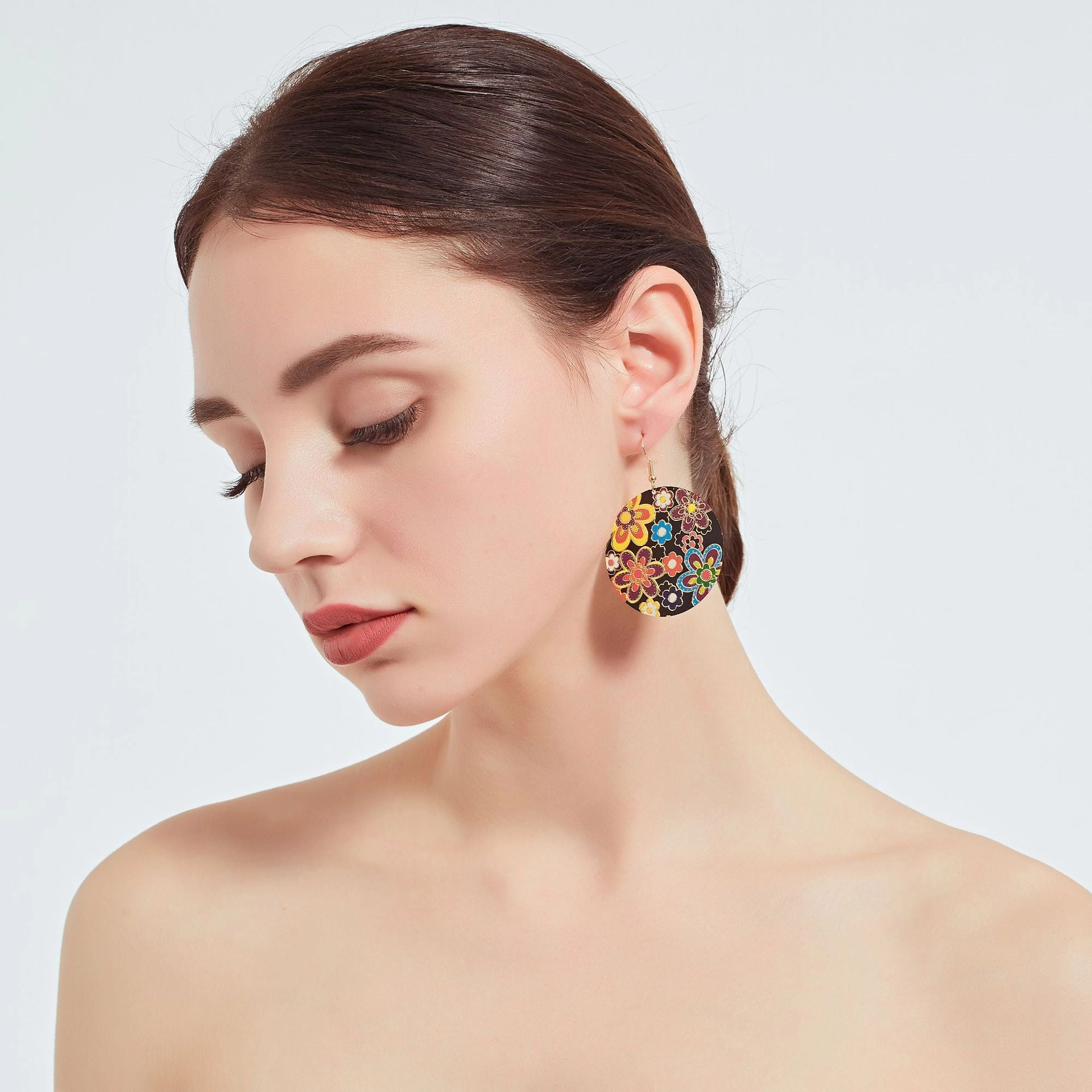 Wholesale Statemente Oil Drip Flowers Metal Earrings