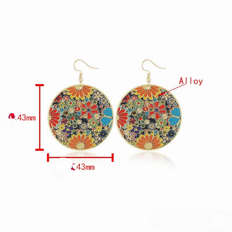 Wholesale Statemente Oil Drip Flowers Metal Earrings
