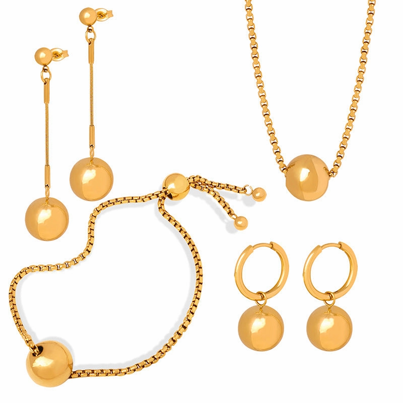 Wholesale Steel Ball Chain Titanium Steel Bracelet Earrings Necklace Jewelry Set