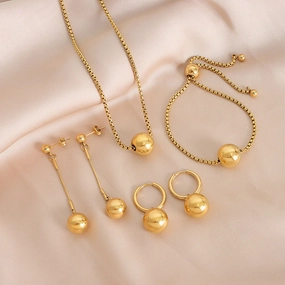 Wholesale Steel Ball Chain Titanium Steel Bracelet Earrings Necklace Jewelry Set