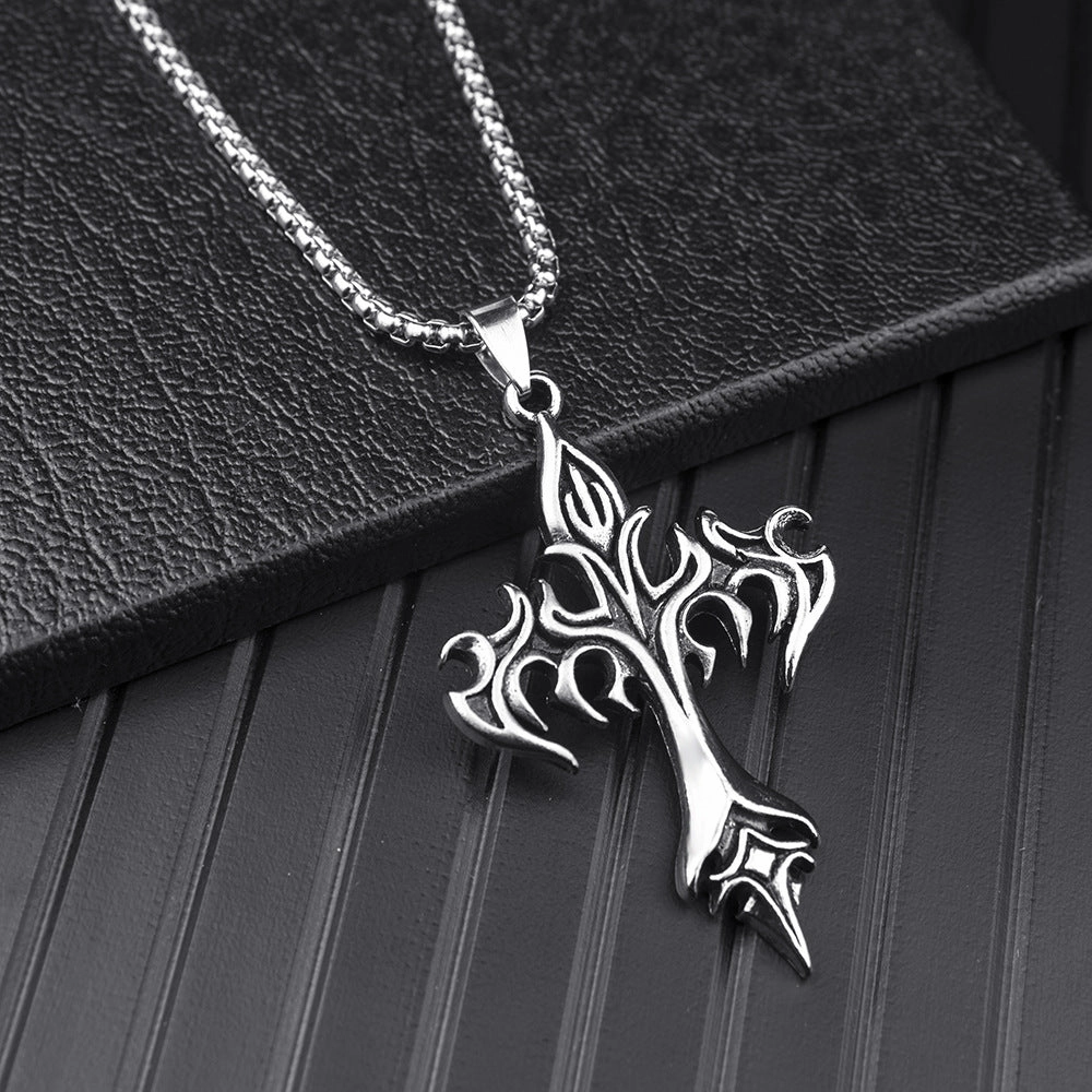 Wholesale Steel Warrior Cross Amulet Pendant Stainless Steel Necklaces