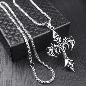 Wholesale Steel Warrior Cross Amulet Pendant Stainless Steel Necklaces
