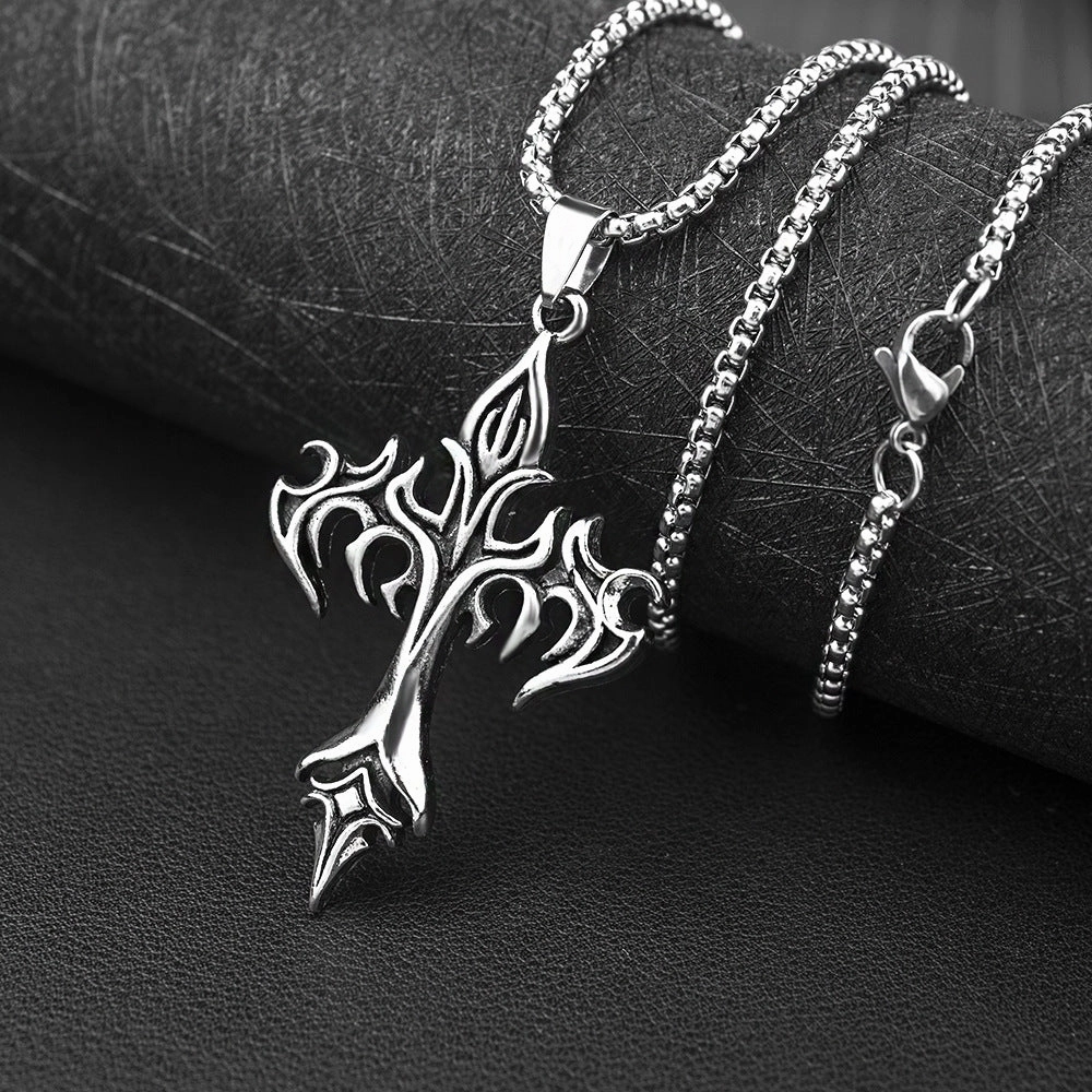 Wholesale Steel Warrior Cross Amulet Pendant Stainless Steel Necklaces