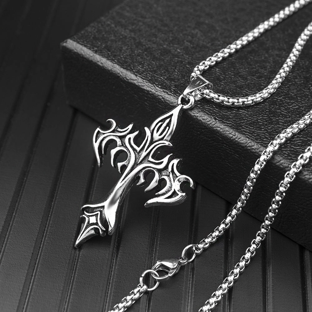 Wholesale Steel Warrior Cross Amulet Pendant Stainless Steel Necklaces