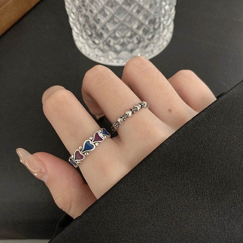 Wholesale Sterling Silver Colorful Heart Rings