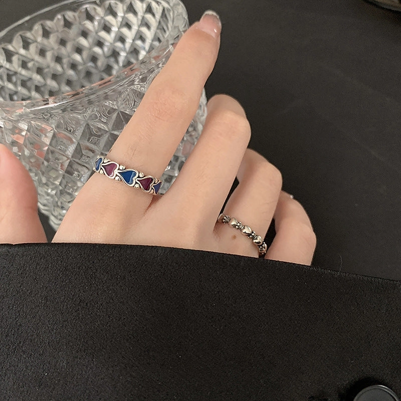 Wholesale Sterling Silver Colorful Heart Rings