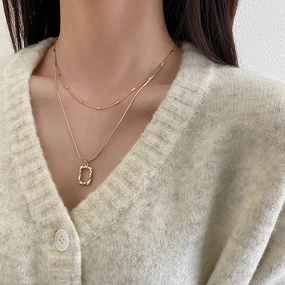 Wholesale sterling silver double layer necklace women's simple style sweater clavicle chain