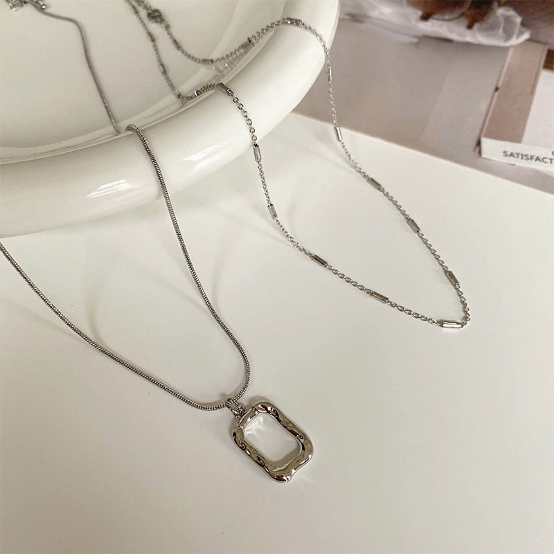 Wholesale sterling silver double layer necklace women's simple style sweater clavicle chain