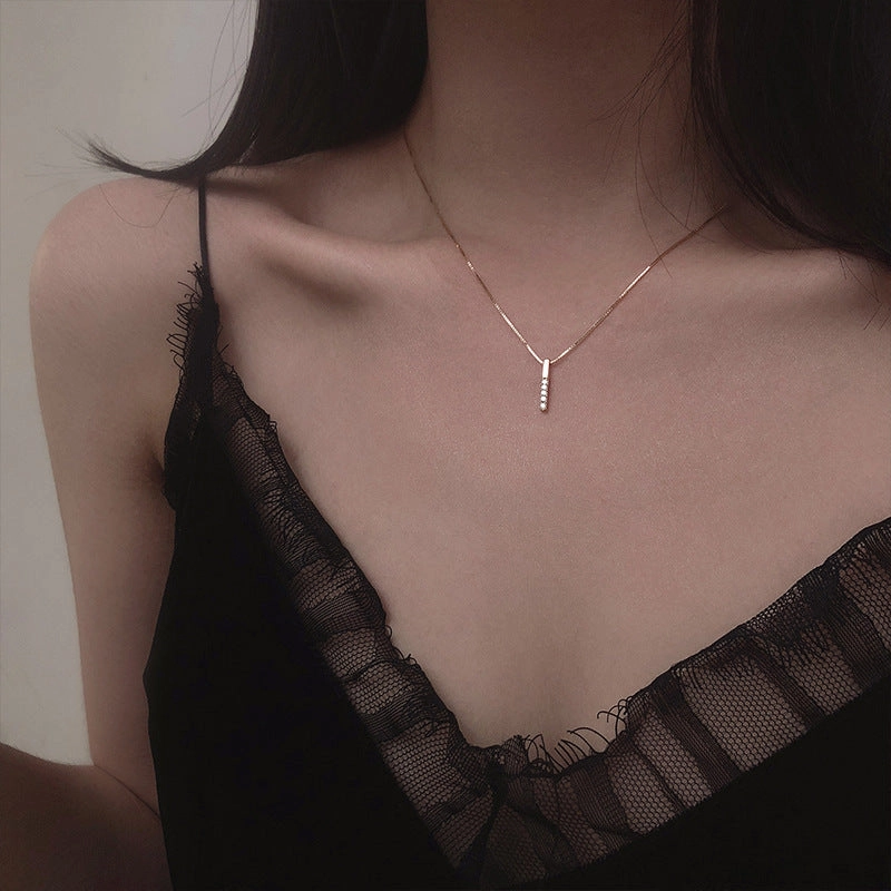 Wholesale sterling silver double layer necklace women's simple style sweater clavicle chain