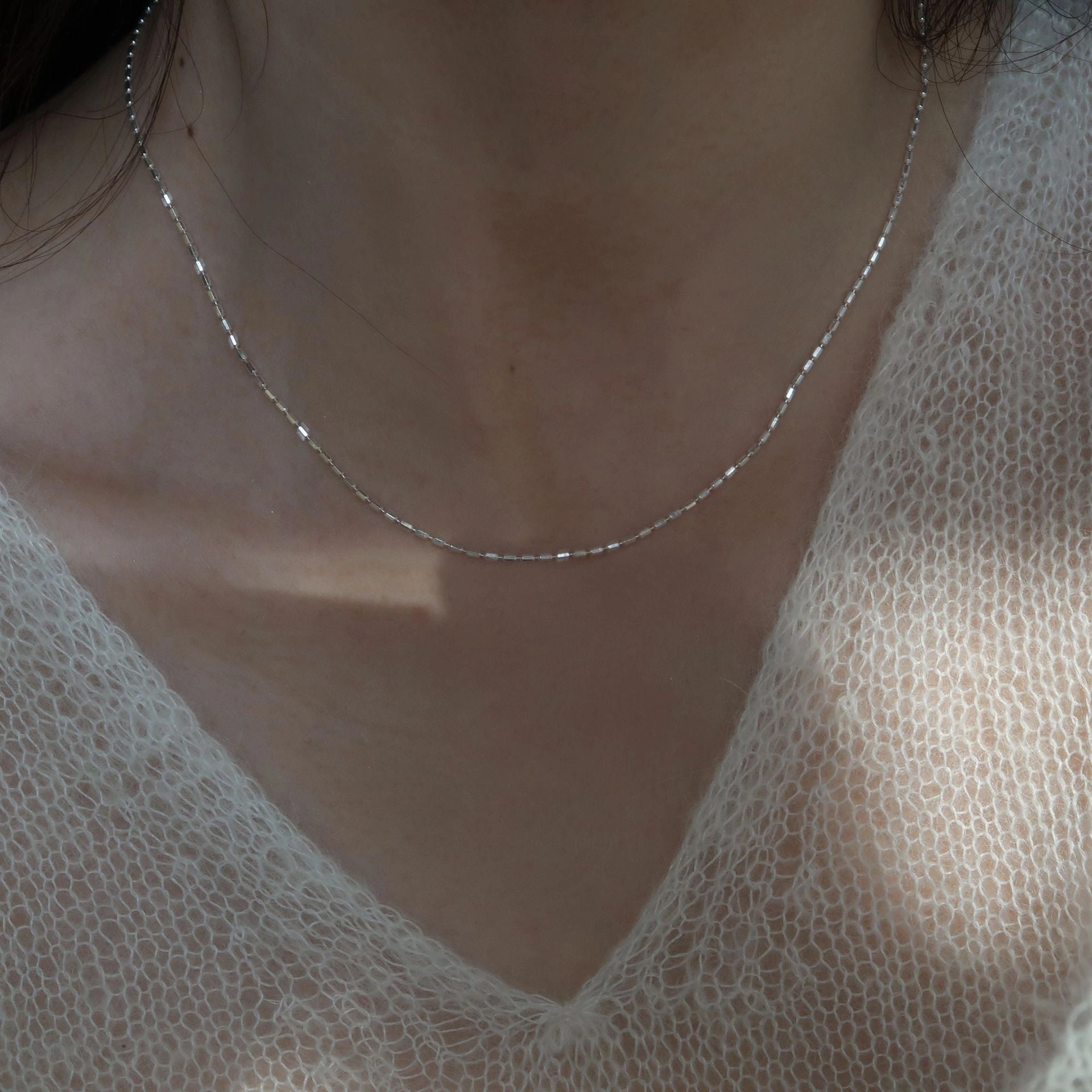 Wholesale sterling silver double layer necklace women's simple style sweater clavicle chain