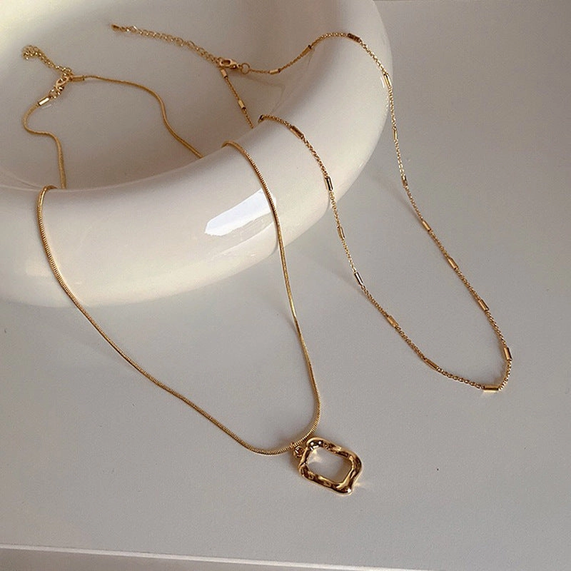 Wholesale sterling silver double layer necklace women's simple style sweater clavicle chain