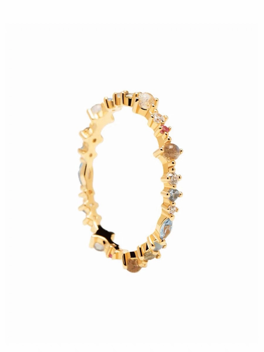 Wholesale Sterling Silver Gemstone 18K Gold Ring