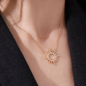 Wholesale Sterling Silver Geometric Sun Collarbone Chain Necklace
