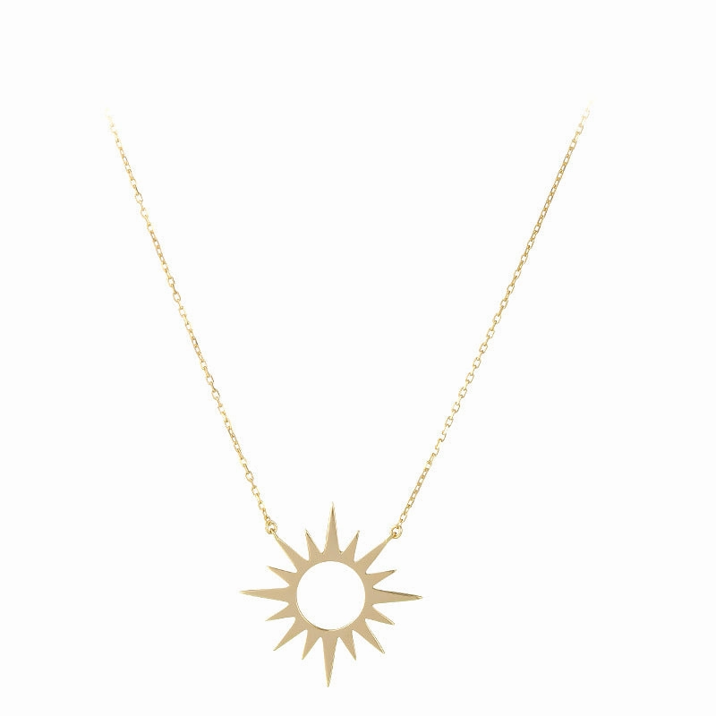 Wholesale Sterling Silver Geometric Sun Collarbone Chain Necklace
