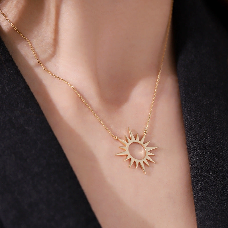 Wholesale Sterling Silver Geometric Sun Collarbone Chain Necklace