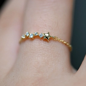Wholesale Sterling Silver Gold Plated Star Ring