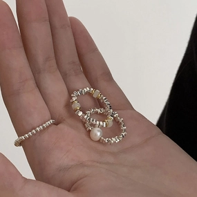 Wholesale Sterling Silver Gravel Beaded Rings