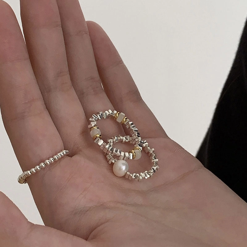 Wholesale Sterling Silver Gravel Beaded Rings