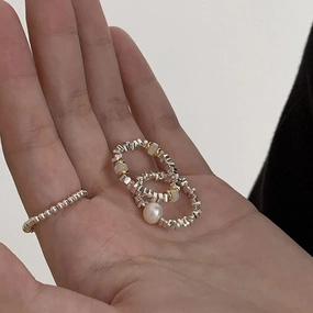 Wholesale Sterling Silver Gravel Beaded Rings