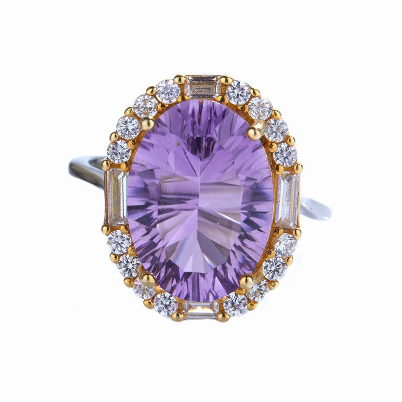 Wholesale Sterling Silver Natural Yellow Amethyst Colored Gemstone Ring