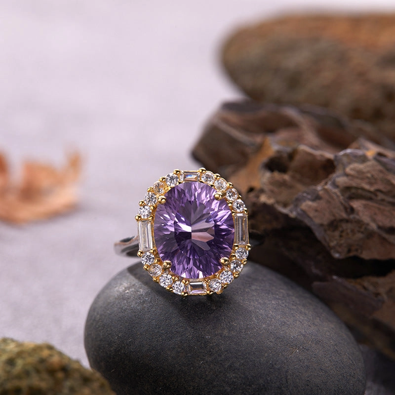 Wholesale Sterling Silver Natural Yellow Amethyst Colored Gemstone Ring