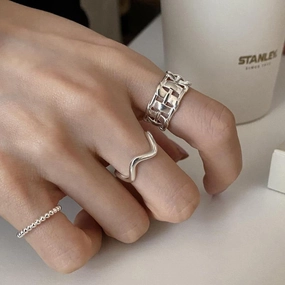 Wholesale Sterling Silver Openwork Braided Open Ring