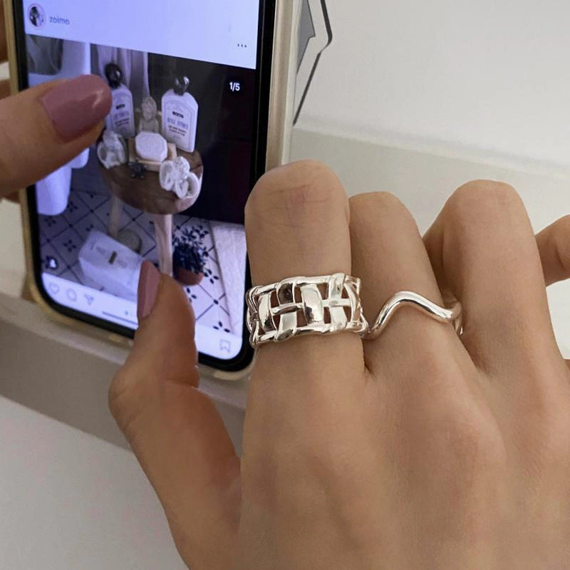 Wholesale Sterling Silver Openwork Braided Open Ring