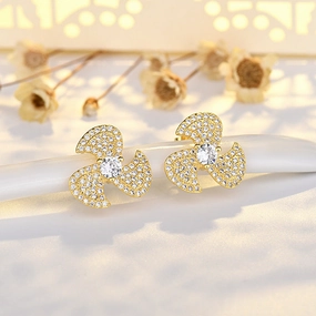 Wholesale Sterling Silver Pinwheel Copper Stud Earrings