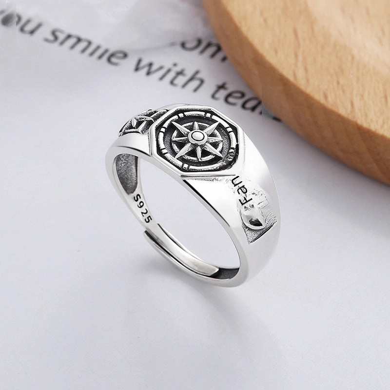 Wholesale Sterling silver retro anime magic circle pattern open ring