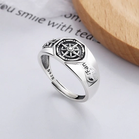 Wholesale Sterling silver retro anime magic circle pattern open ring