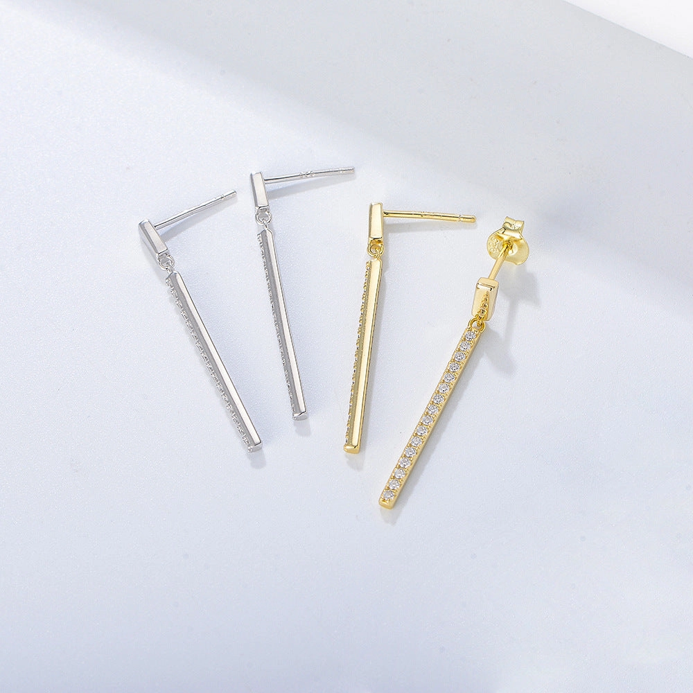 Wholesale Sterling Silver Zircon Long Earrings