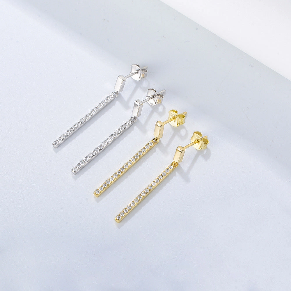 Wholesale Sterling Silver Zircon Long Earrings