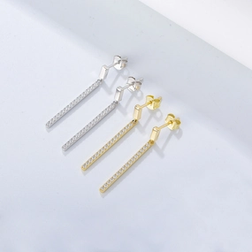 Wholesale Sterling Silver Zircon Long Earrings