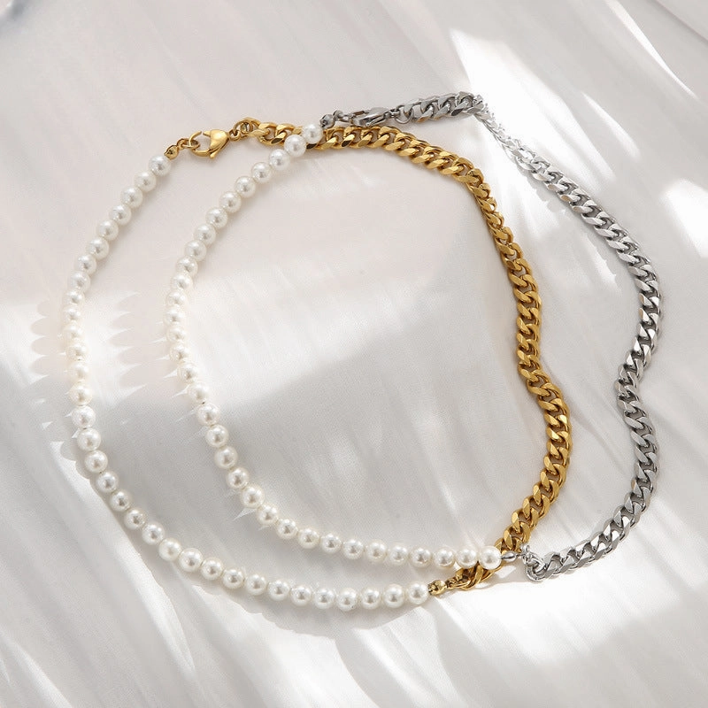 Wholesale Stitched Pearl Clavicle Gold Plated Necklaces