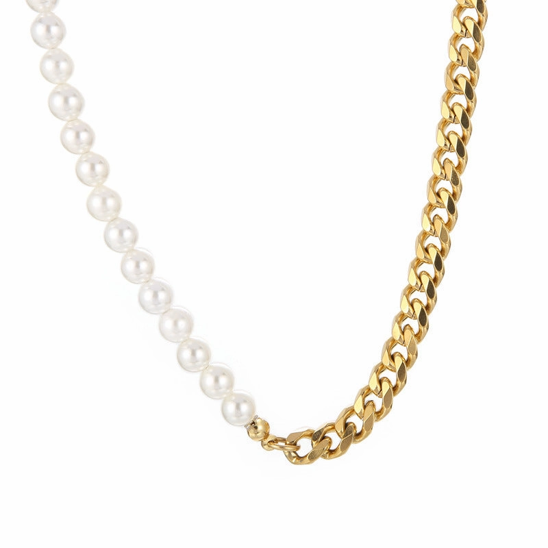 Wholesale Stitched Pearl Clavicle Gold Plated Necklaces